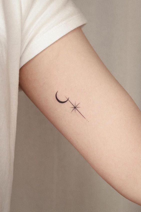  Small Moon And Star Tattoo