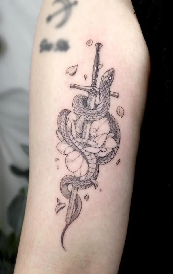Snake And Sword Arm Tattoo Ideas For Women