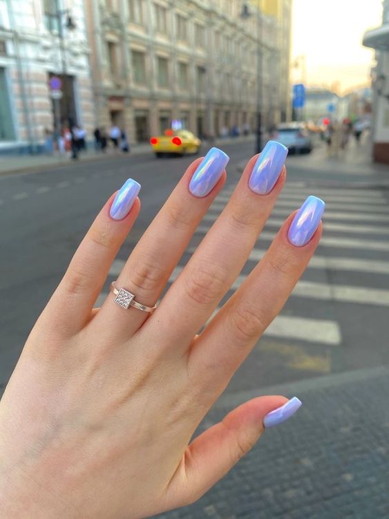 Soft Chrome Pastel Nails