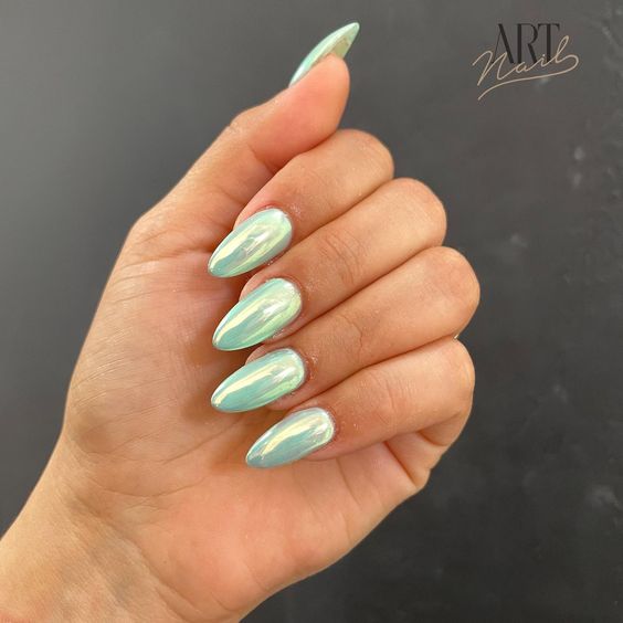 Soft Chrome Pastel Nails