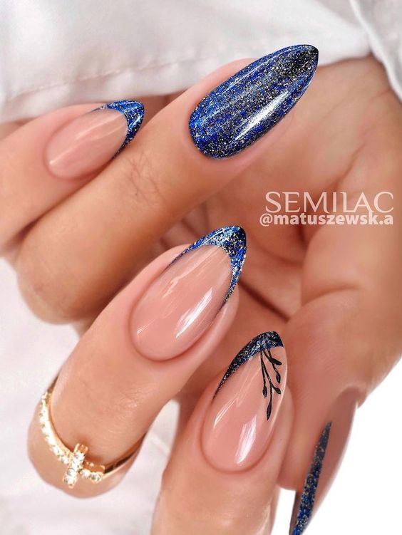  Sparkly French Nails