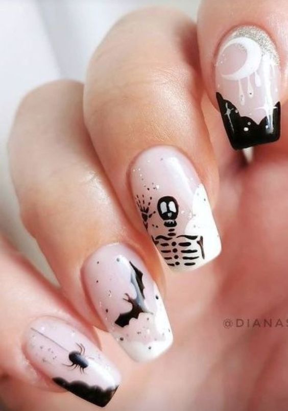 Spooky Skeleton Nails