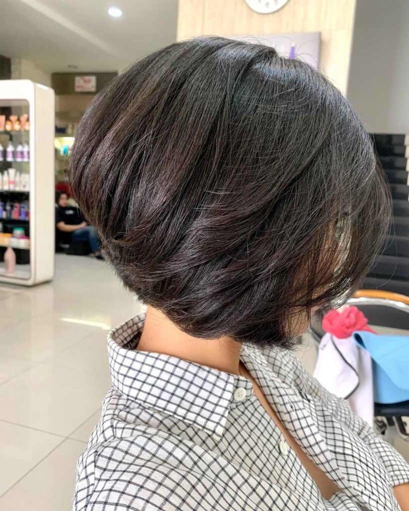 Stacked Dark Brunette Bob