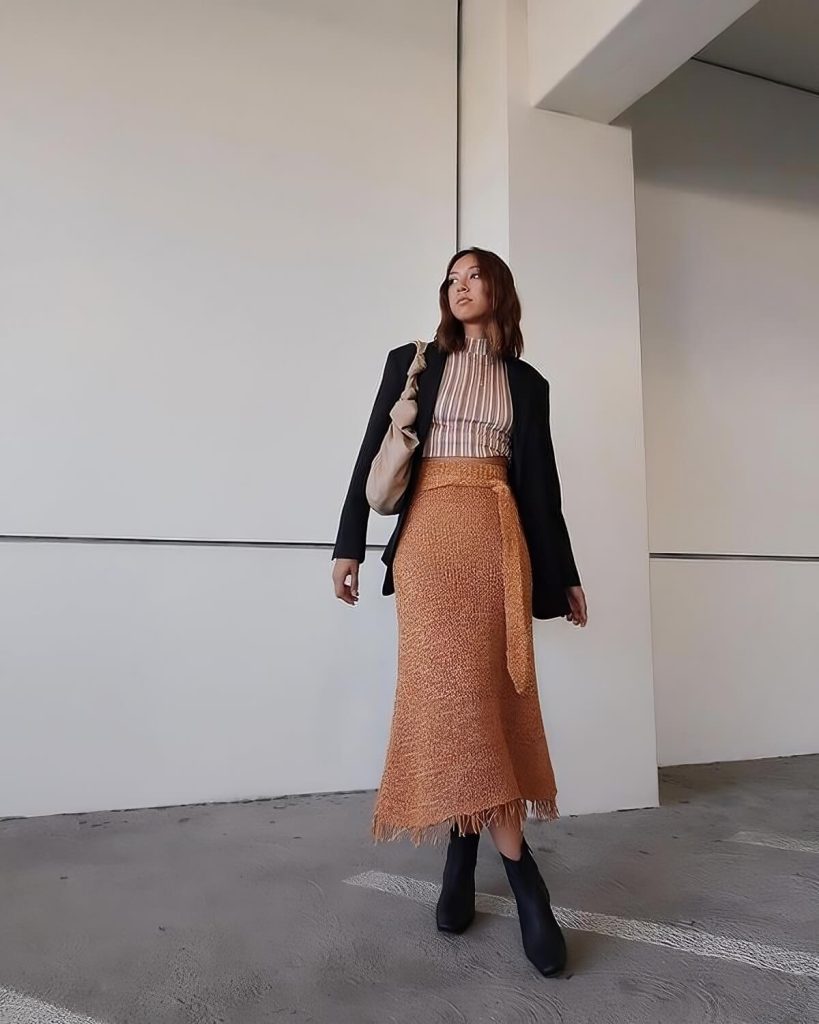 Statement Top + Knitted Skirt
