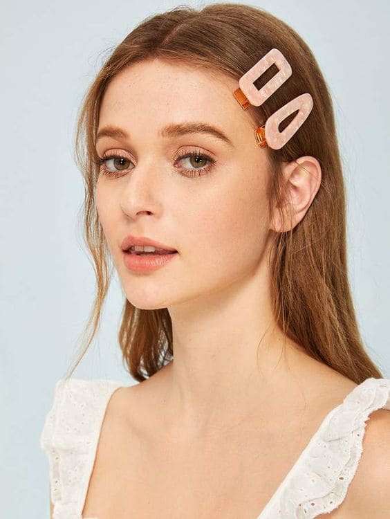 Straight Hair With Barrettes