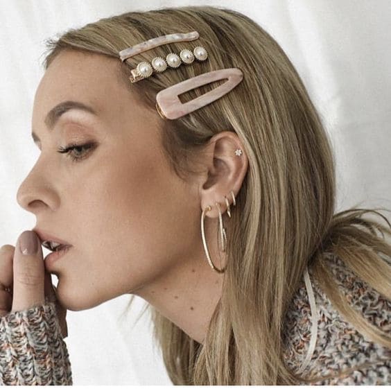 Straight Hair With Barrettes