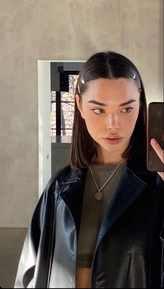 Straight Hair With Barrettes