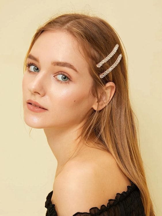 Straight Hair With Barrettes