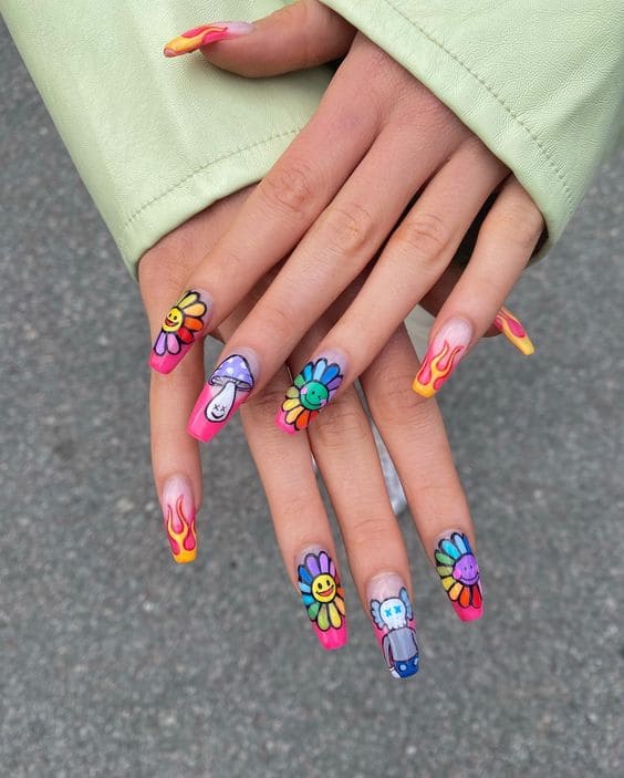 Takashi Murakami Flower Nails