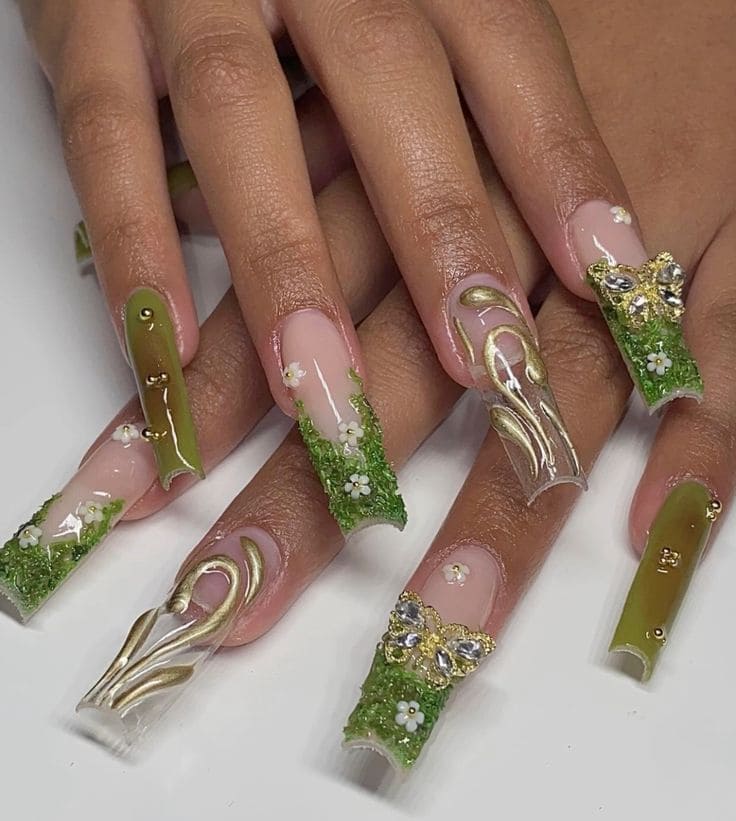 Tiana Princess Nails