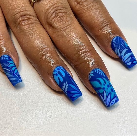  Tropical Blue Nail Art