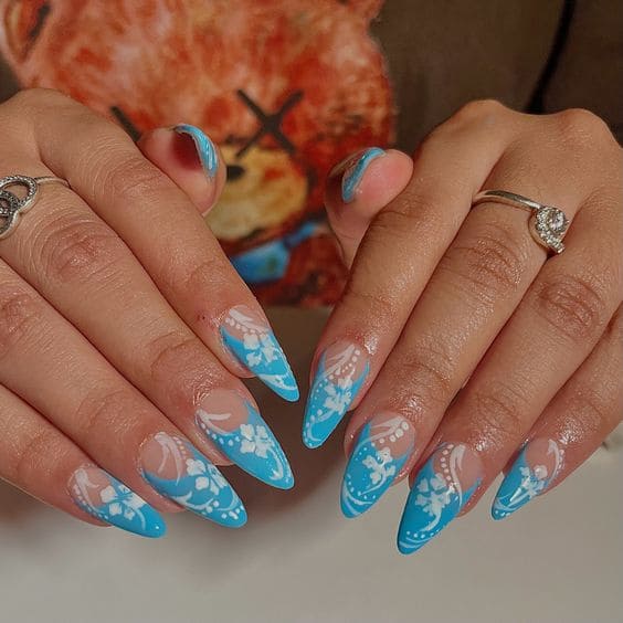  Tropical Blue Nail Art