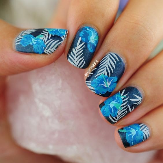  Tropical Blue Nail Art