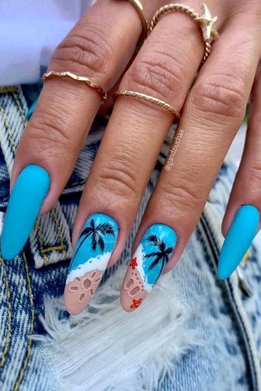  Tropical Blue Nail Art