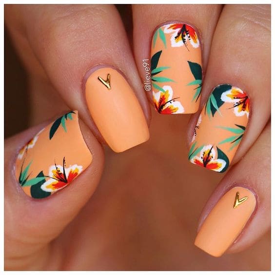 Tropical Floral Nails For Summer