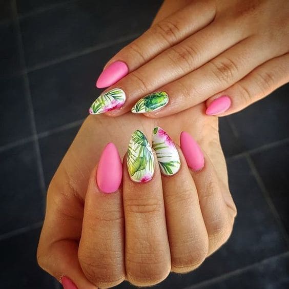 Tropical Floral Nails For Summer