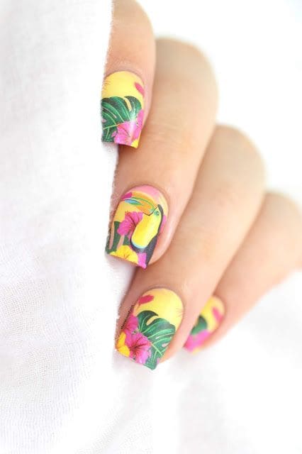 Tropical Floral Nails For Summer