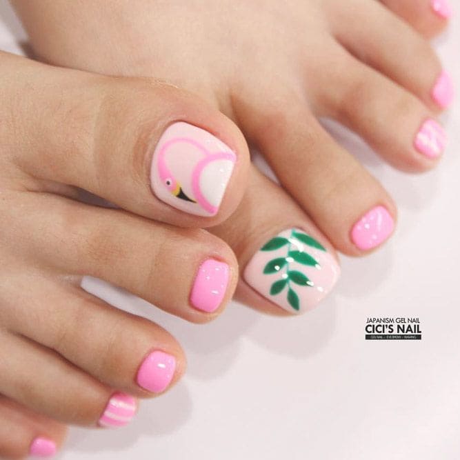 Tropical Summer Toe Nails