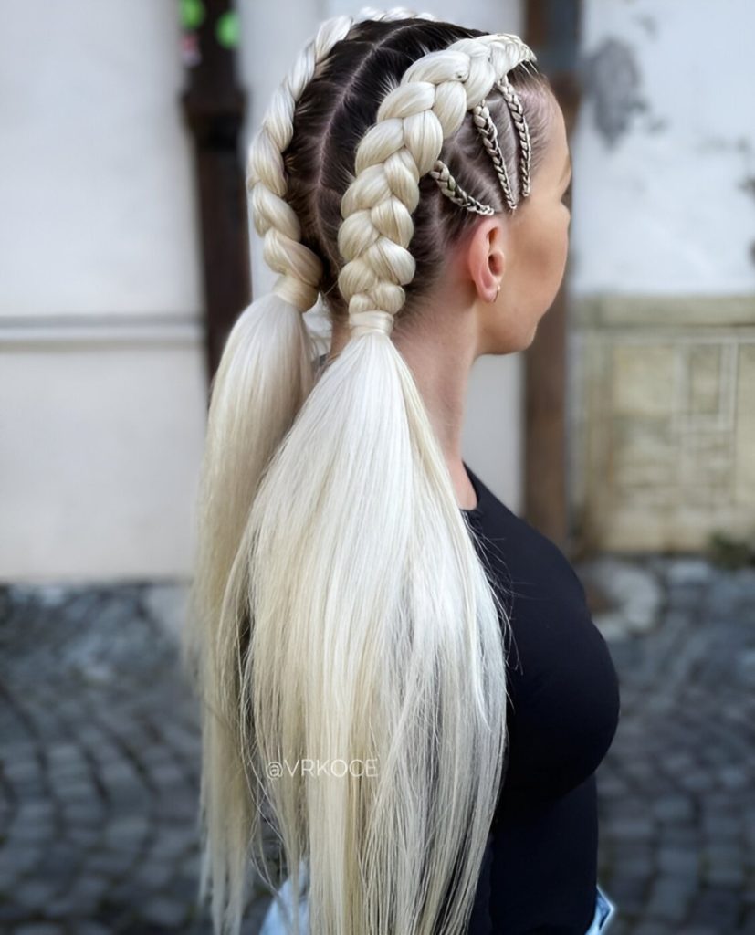 Twin Braids For Platinum Blonde