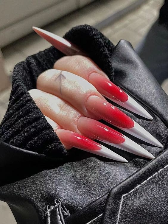 Unique French Nail Art on Long Stilleto