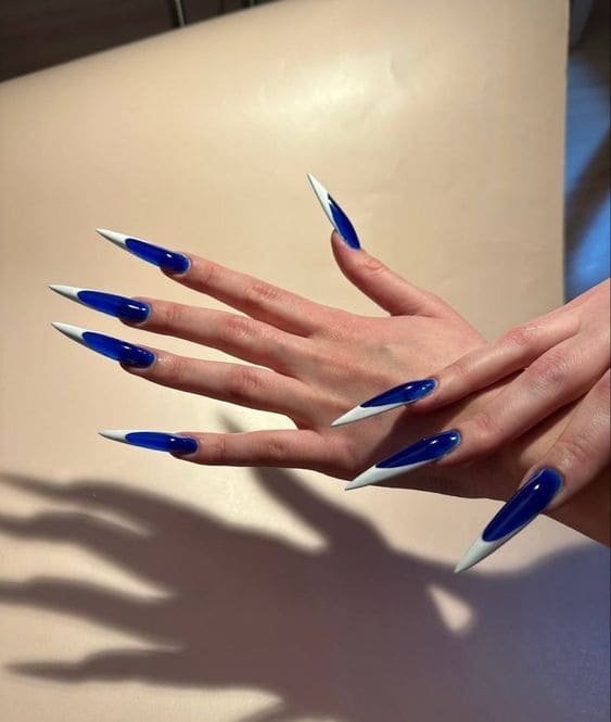 Unique French Nail Art on Long Stilleto4