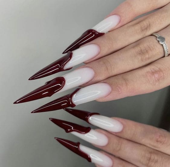 Unique French Nail Art on Long Stilleto5