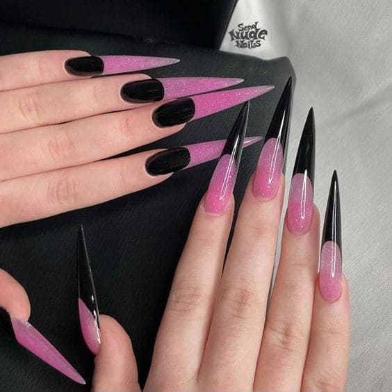 Unique French Nail Art on Long Stilleto