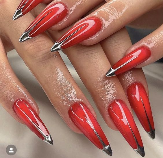 Unique French Nail Art on Long Stilleto
