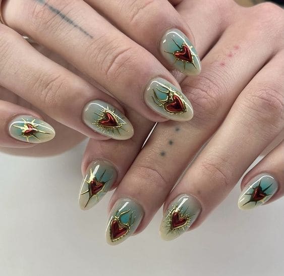 Unique Heart Nail Designs