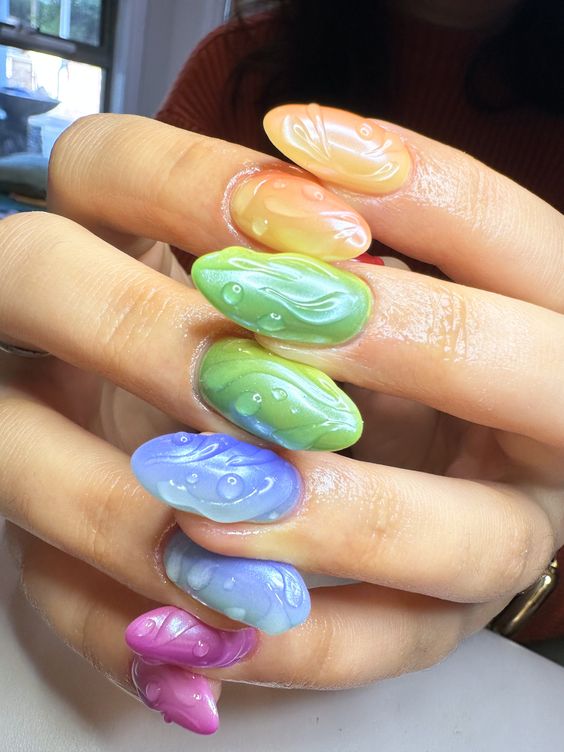 Unique Water Droplet Nail Art