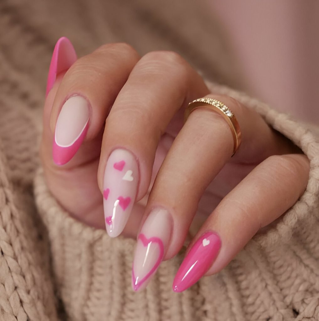 Valentine's Day Manicures With Hearts