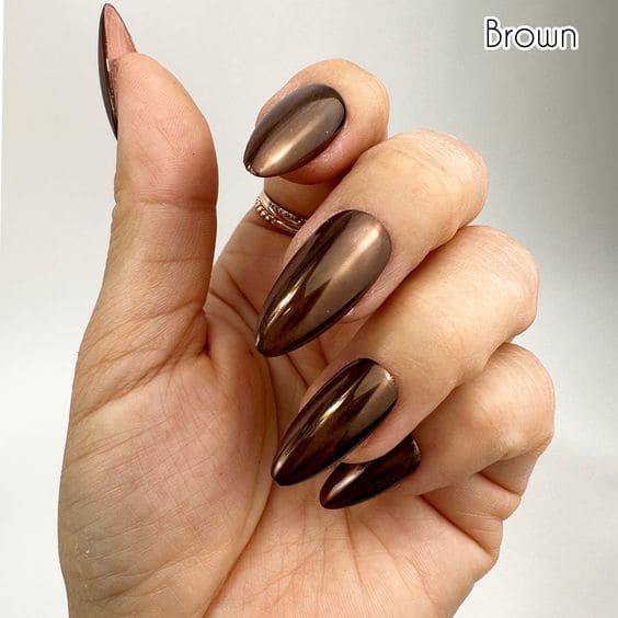 Warm Tone Chrome Manicure