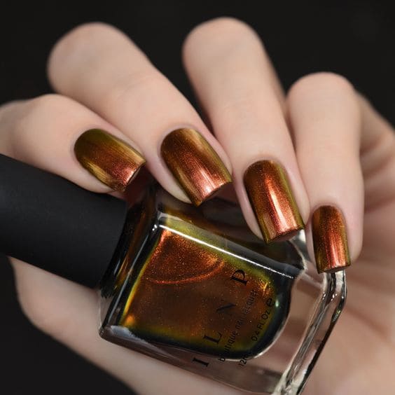 Warm Tone Chrome Manicure