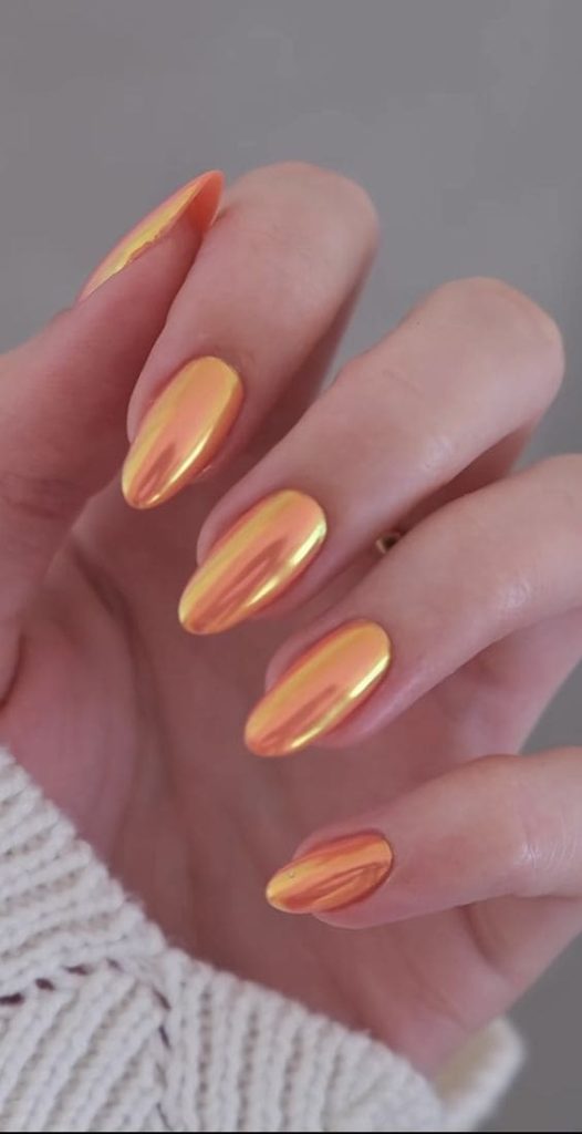 Warm Tone Chrome Manicure