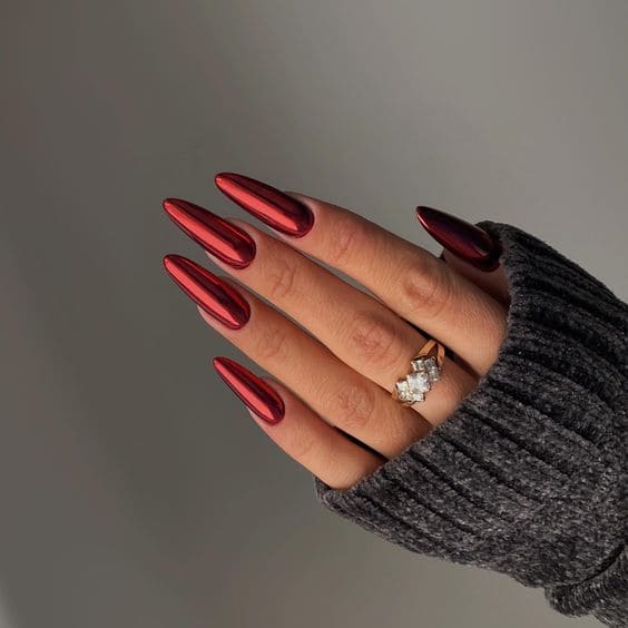 Warm Tone Chrome Manicure