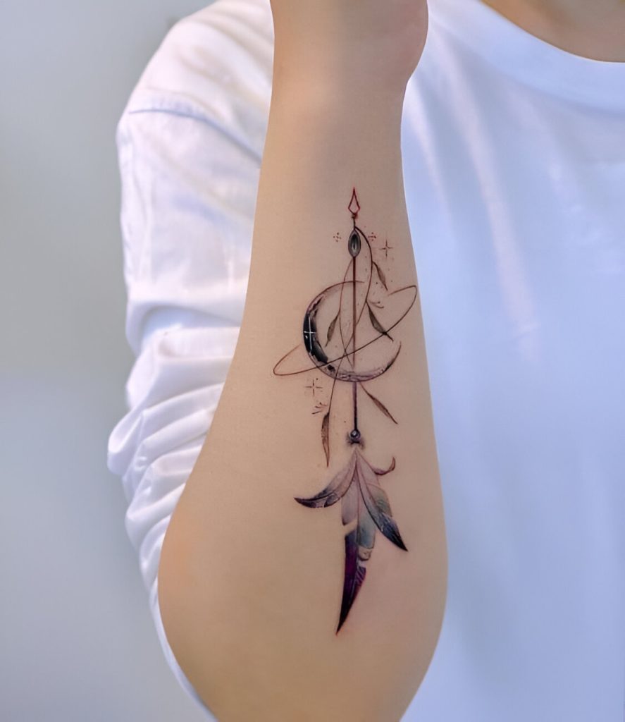 Watercolor Moon Forearm Tattoo