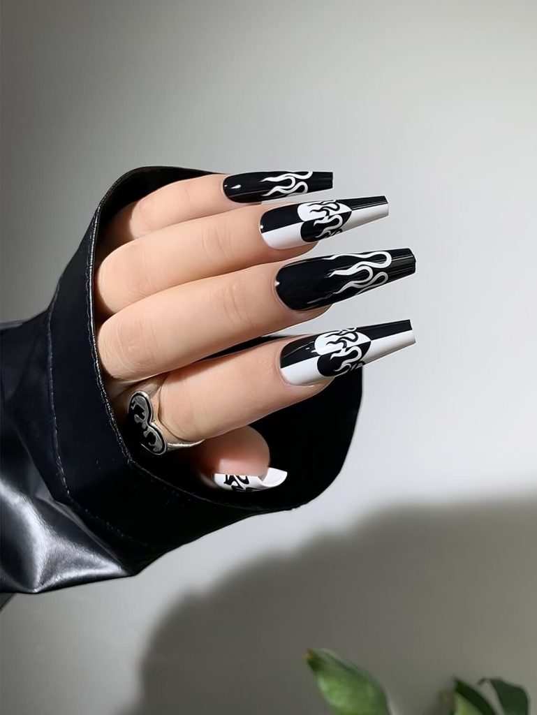  White And Black Nail Designs