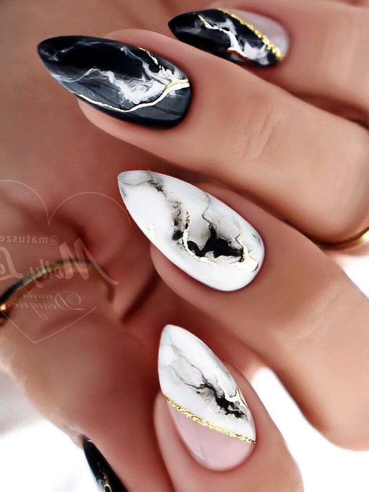  White And Black Nail Designs