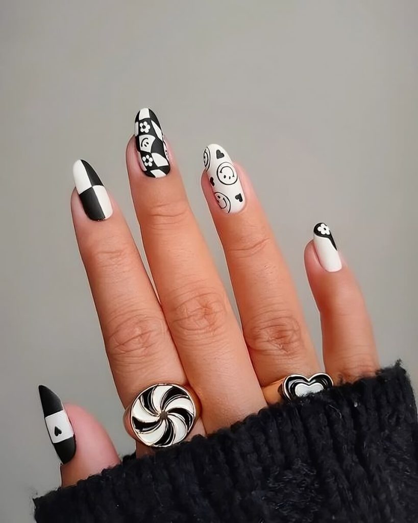  White And Black Nail Designs