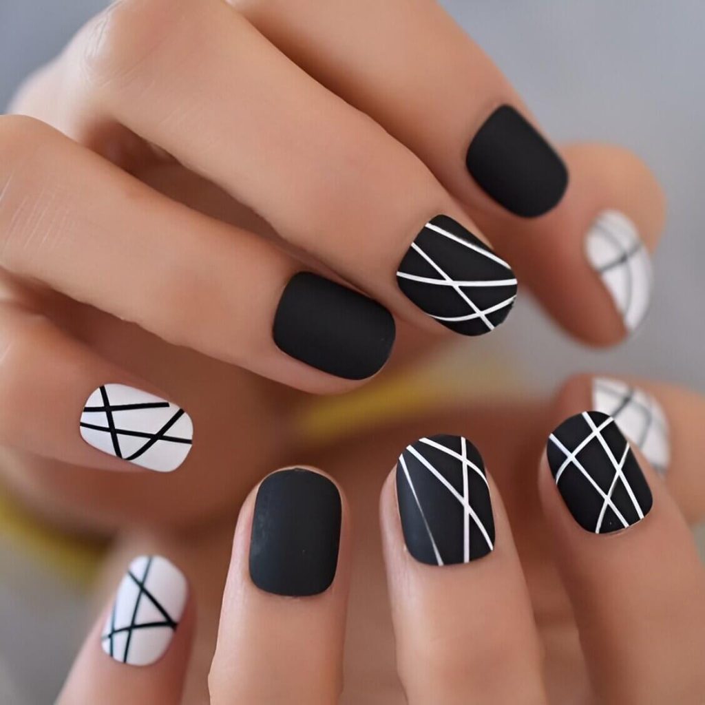  White And Black Nail Designs