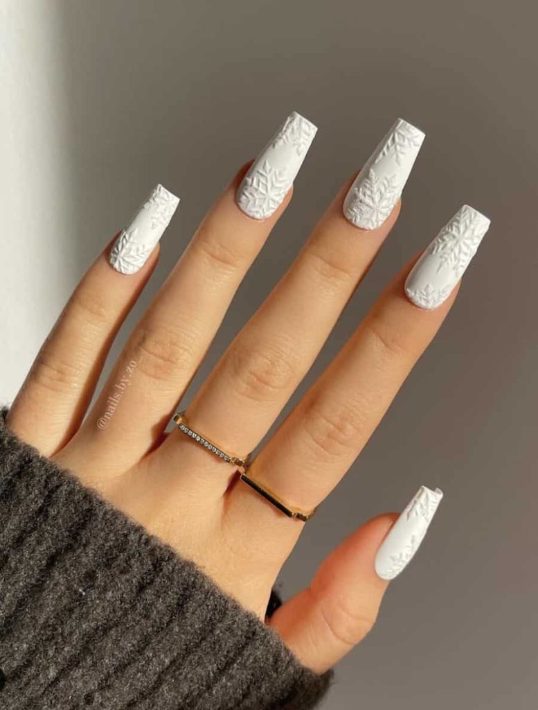 White Christmas Nails