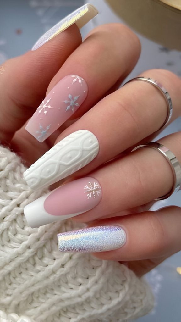 White Christmas Nails