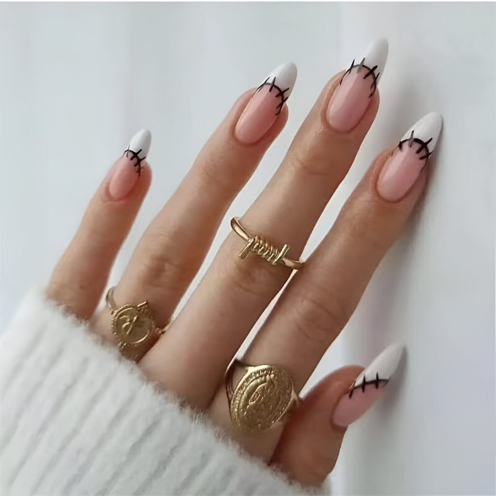 White Frankenstein French Tips
