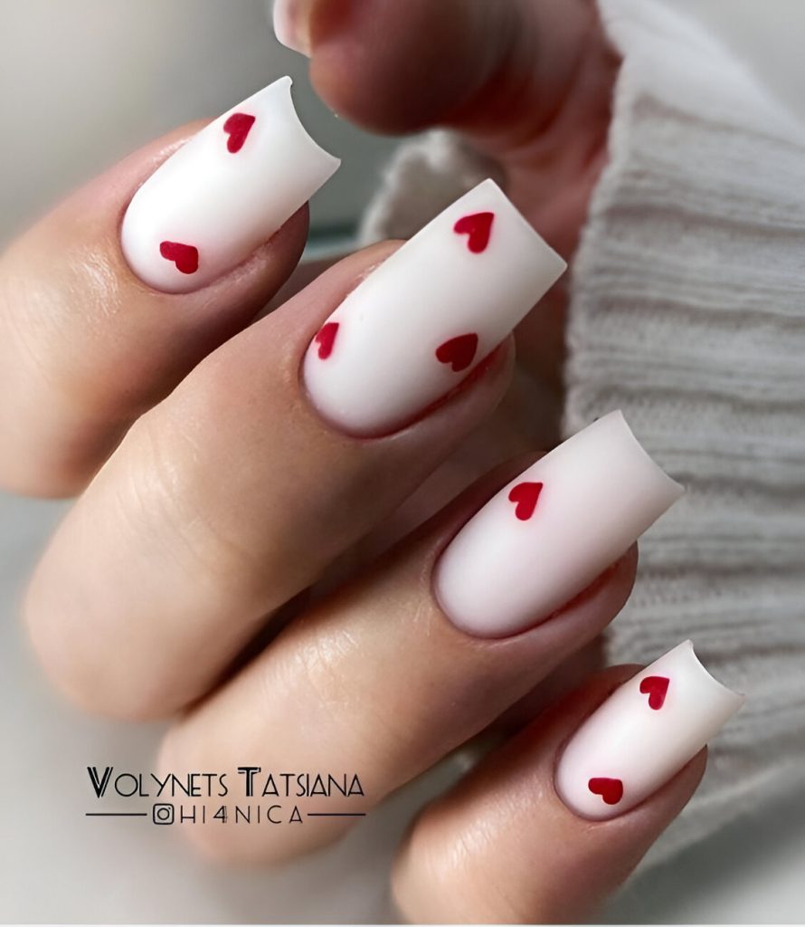 White Heart Nail Designs