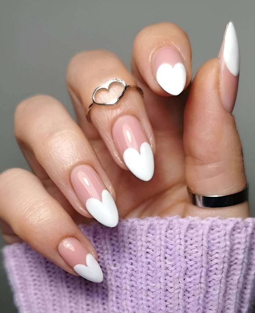  White Heart Nail Designs