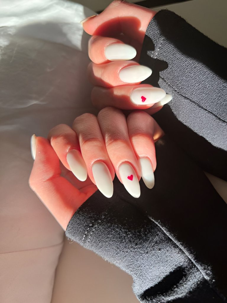  White Heart Nail Designs