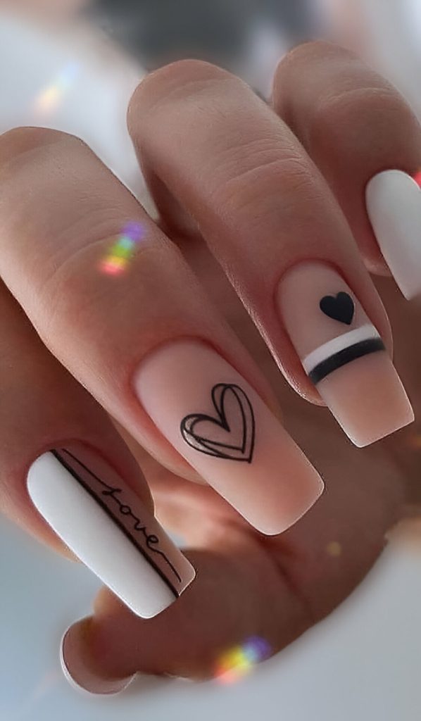  White Heart Nail Designs