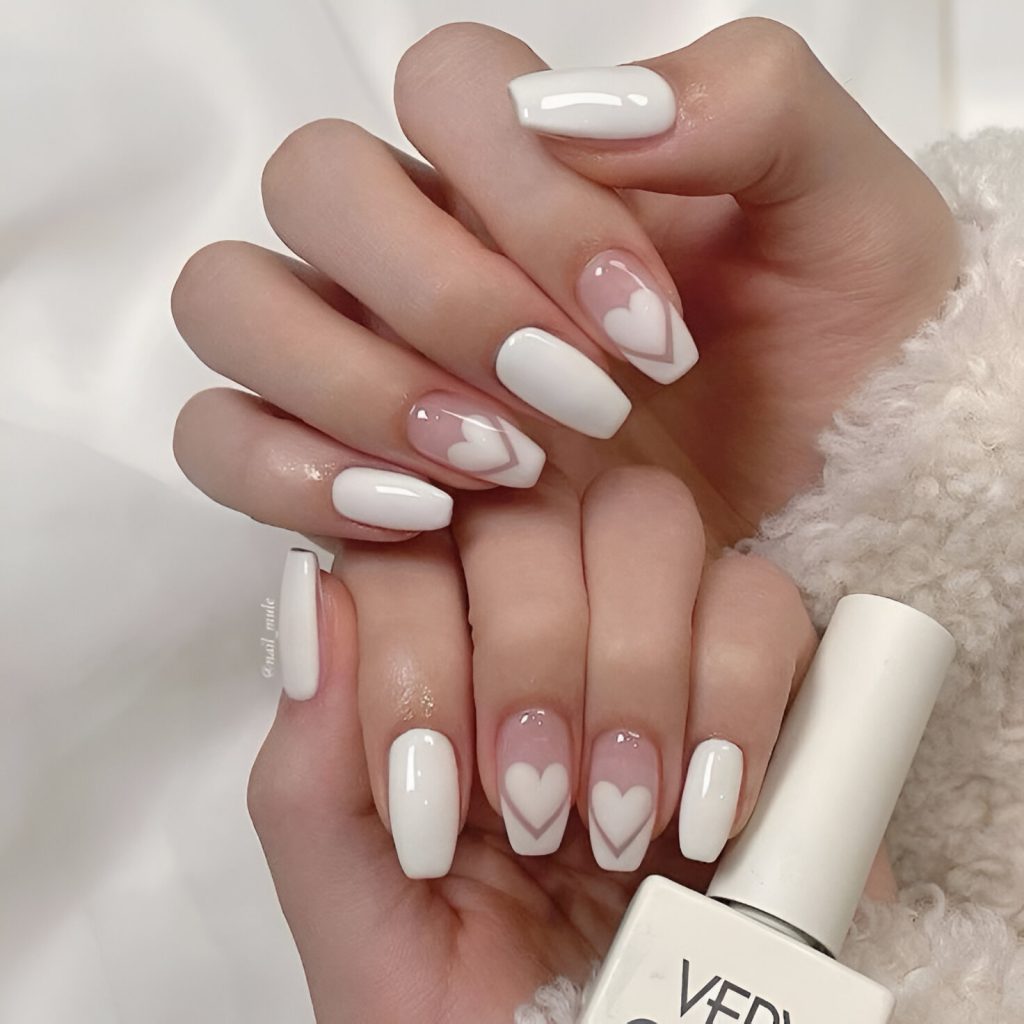  White Heart Nail Designs