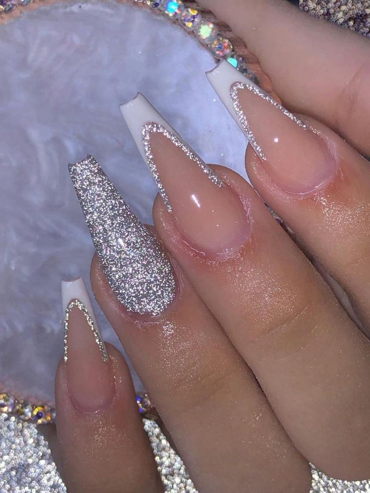  White Nail Designs With Glitter
