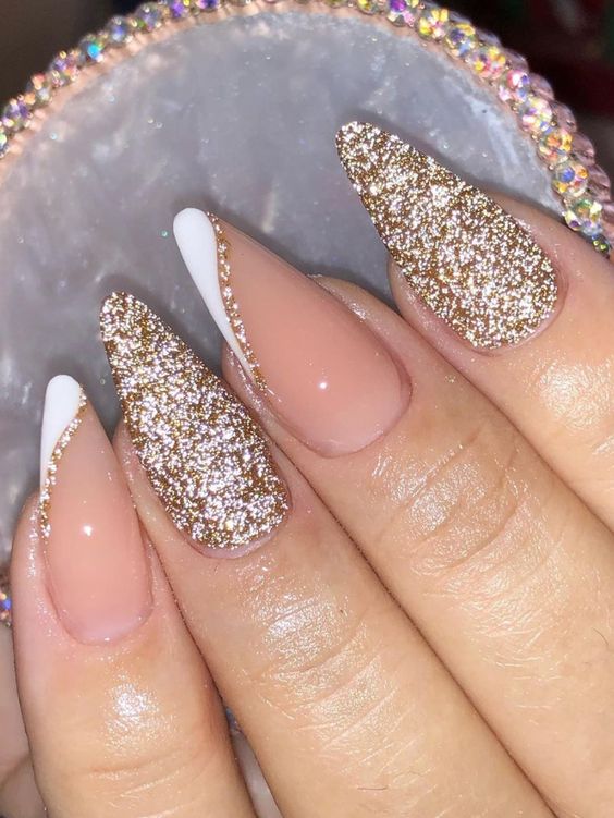  White Nail Designs With Glitter